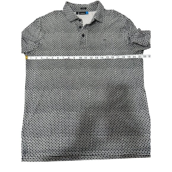 J. Lindeberg Slim Fit Polo Shirt Black White Geometric Print Golf Size XL - Picture 4 of 5